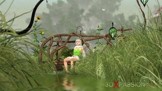 Sexe chaud! Belle excitée de fées et gnome dans le village